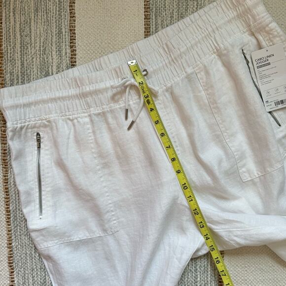 Athleta Cabo White 100% Linen High Rise Cropped Joggers Women’s Size 20 - Picture 12 of 15